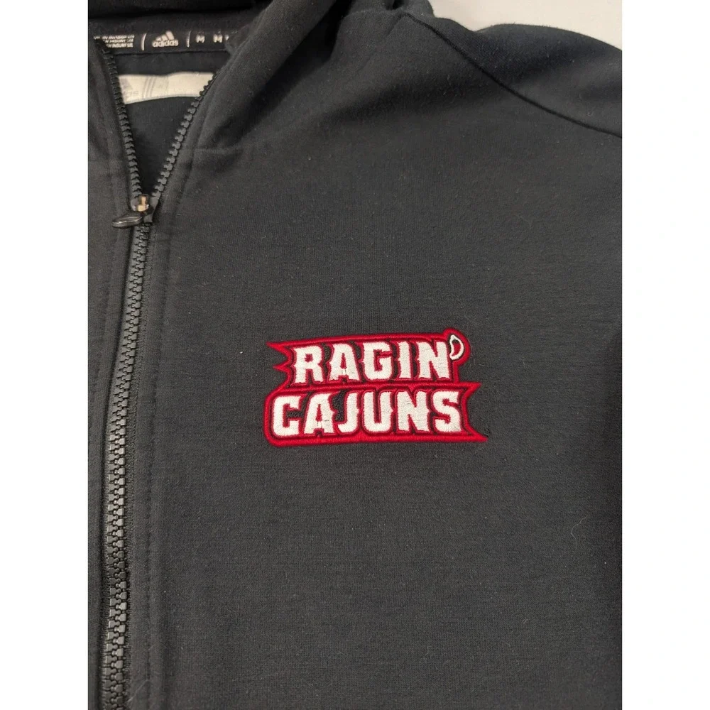 Louisiana Ragin' Cajuns Hoodie Zip Black NCAA Basketball Adidas Sweatshirt Med
